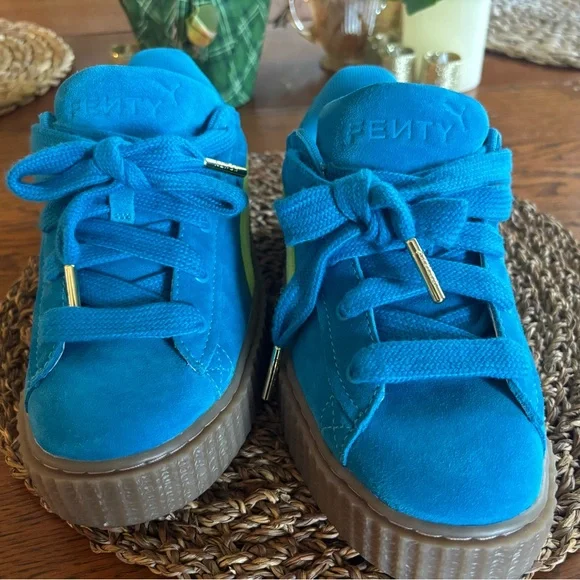 NWOT Puma Fenty Blue and Yellow creepers platform crepe sole - Picture 3 of 5
